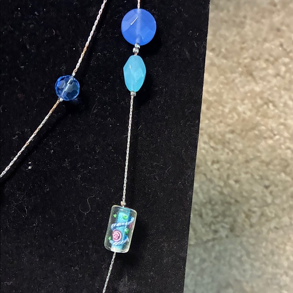 Cookie Lee Art Glass Blue Multi-Bead Necklace - Picture 5 of 8